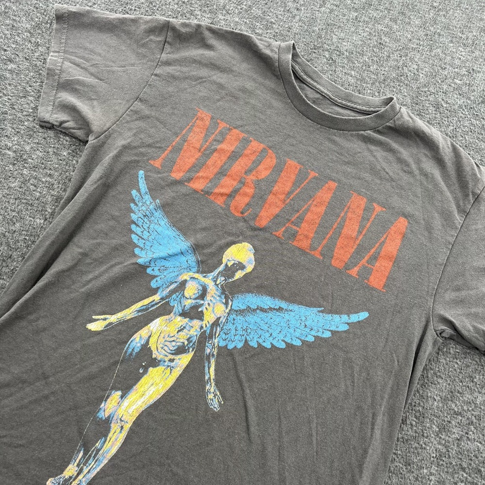 Nirvana In Utero Shirt Mens S Rock Band Tour Concert Grunge 90s Skater Y2K Gray